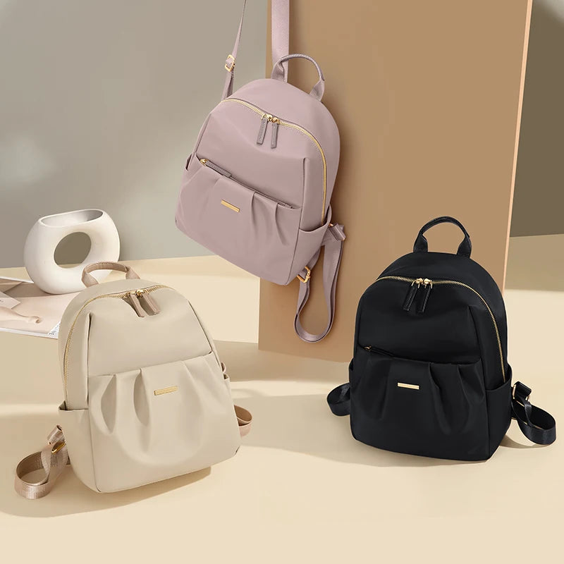 GOLF Cute Backpacks for Women Elegant Ladies Backpack Purse Solid Color Small Back Pack Bags Multi Pockets Aesthetic Female Bag
