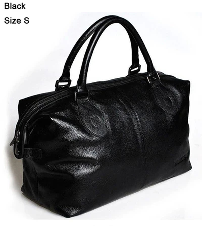 Fashion Genuine Leather Travel Bag Men'S Luggage Bags Large Male Duffle Bag Weekend Women Shoulder Bag Big Tote Handbag Black