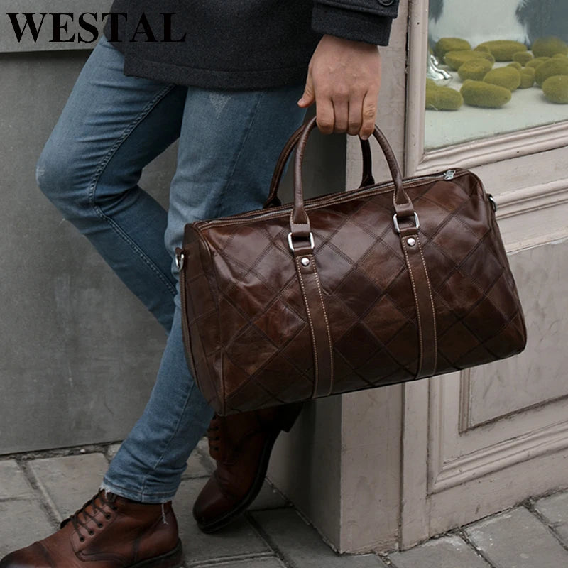 Men'S Travel Bags Hand Luggage Genuine Leather Duffle Bags Leather Luggage Travel Bag Suitcases Handbags Big/Weekend Bag