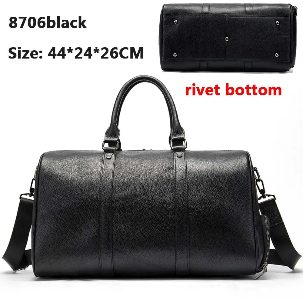 Men'S Travel Bags Hand Luggage Genuine Leather Duffle Bags Leather Luggage Travel Bag Suitcases Handbags Big/Weekend Bag