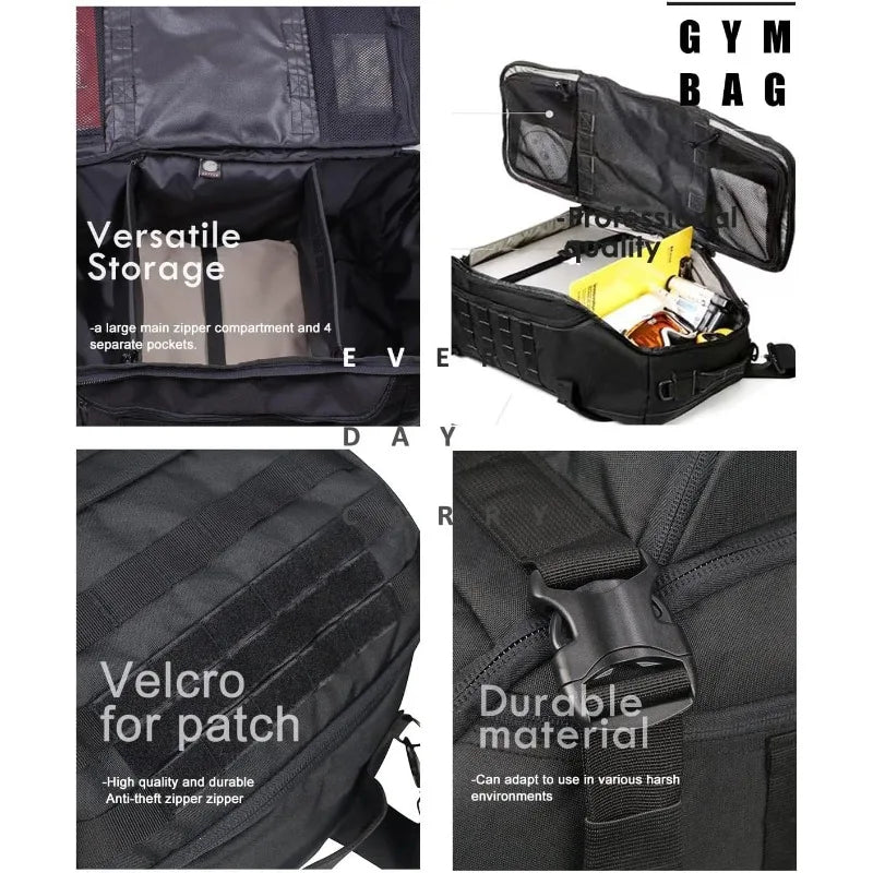 LQARMY 25L 45L 80L Sport Travel Bag Molle Tactical Backpack Gym Fitness Bag Large Duffle Bags for Camping Hunting Fishing