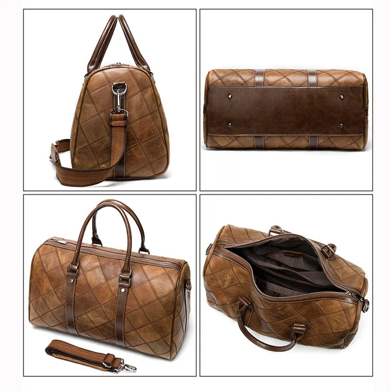 Men'S Travel Bags Hand Luggage Genuine Leather Duffle Bags Leather Luggage Travel Bag Suitcases Handbags Big/Weekend Bag