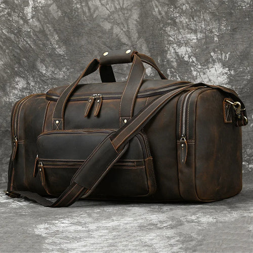 Big Capacity Leather Baggage Bag for Men Male Travel Bag Duffle Bags Weekender Bags on Luggage over Night Handbags for Man