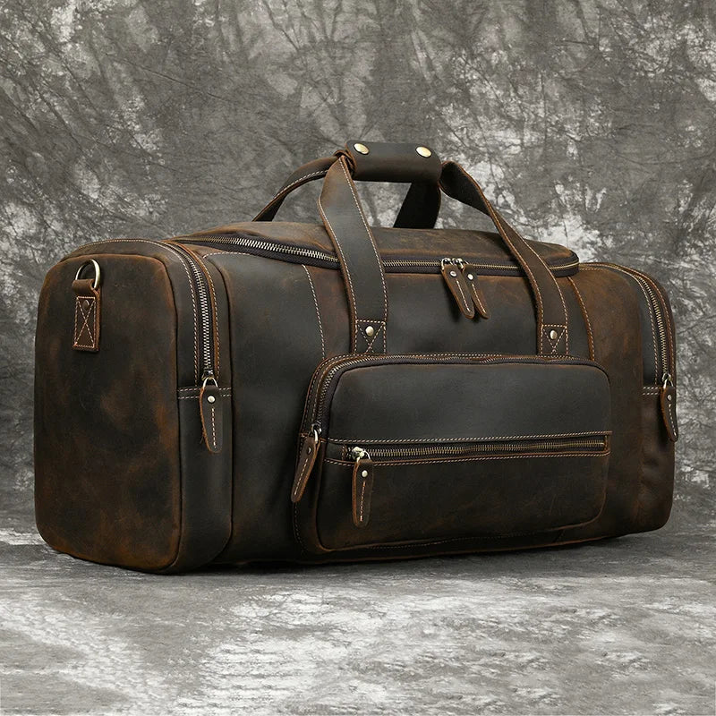 Big Capacity Leather Baggage Bag for Men Male Travel Bag Duffle Bags Weekender Bags on Luggage over Night Handbags for Man