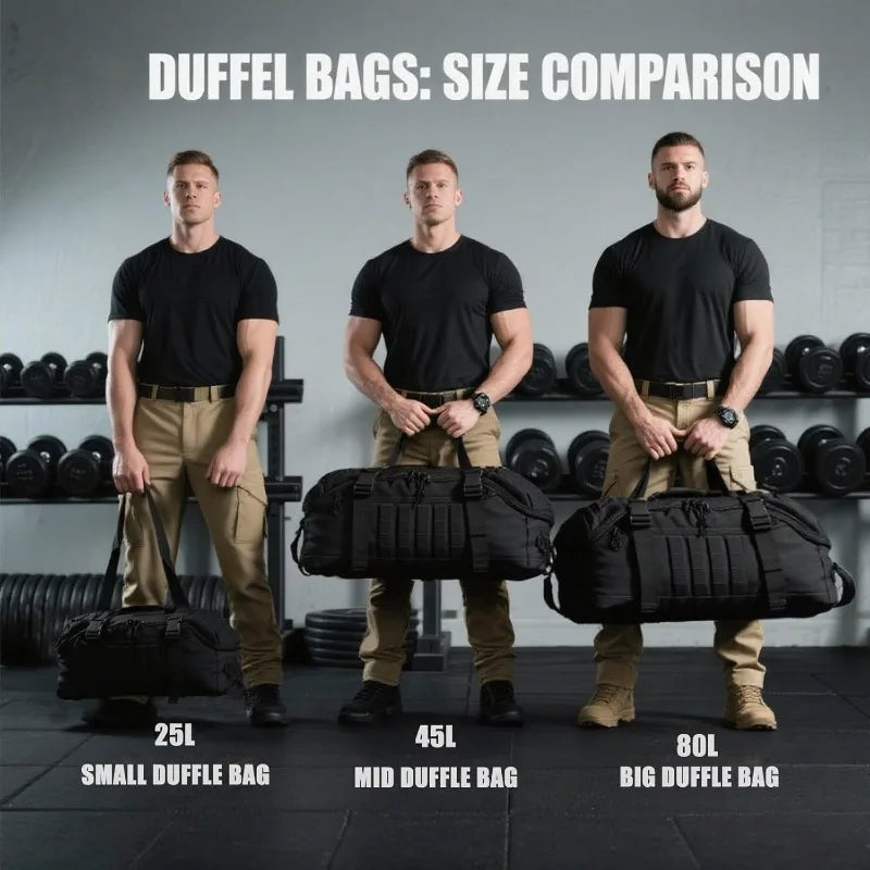 LQARMY 25L 45L 80L Sport Travel Bag Molle Tactical Backpack Gym Fitness Bag Large Duffle Bags for Camping Hunting Fishing