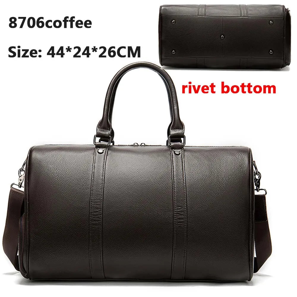 Men'S Travel Bags Hand Luggage Genuine Leather Duffle Bags Leather Luggage Travel Bag Suitcases Handbags Big/Weekend Bag
