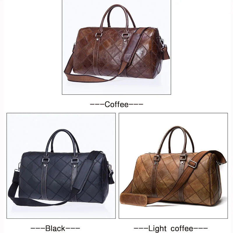 Men'S Travel Bags Hand Luggage Genuine Leather Duffle Bags Leather Luggage Travel Bag Suitcases Handbags Big/Weekend Bag