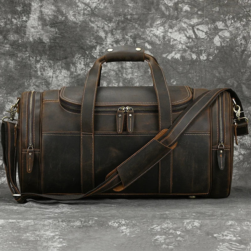 Big Capacity Leather Baggage Bag for Men Male Travel Bag Duffle Bags Weekender Bags on Luggage over Night Handbags for Man