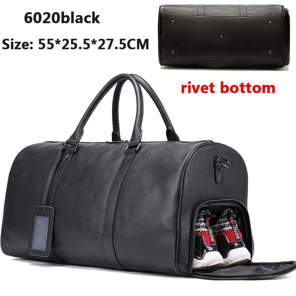 Men'S Travel Bags Hand Luggage Genuine Leather Duffle Bags Leather Luggage Travel Bag Suitcases Handbags Big/Weekend Bag