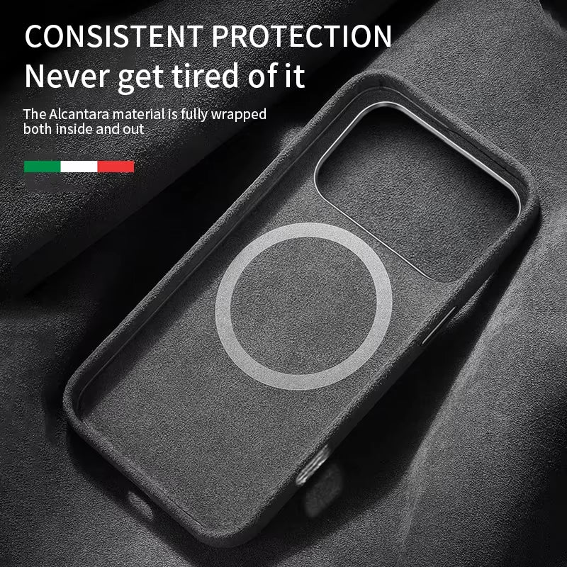 100% Italian Alcantara Magnetic Case for Iphone 17 Pro Max Air Luxury with Magsafe Cover Leather Phone Cases for Iphone 17Pro