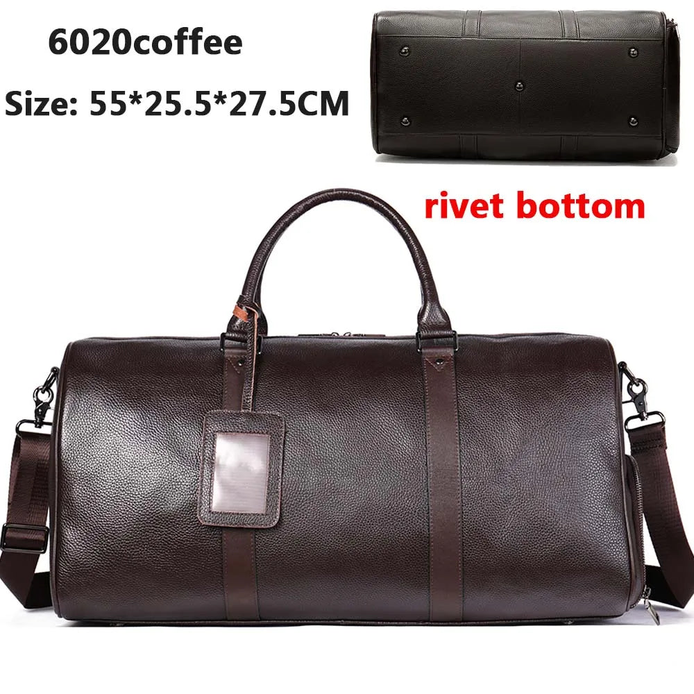 Men'S Travel Bags Hand Luggage Genuine Leather Duffle Bags Leather Luggage Travel Bag Suitcases Handbags Big/Weekend Bag