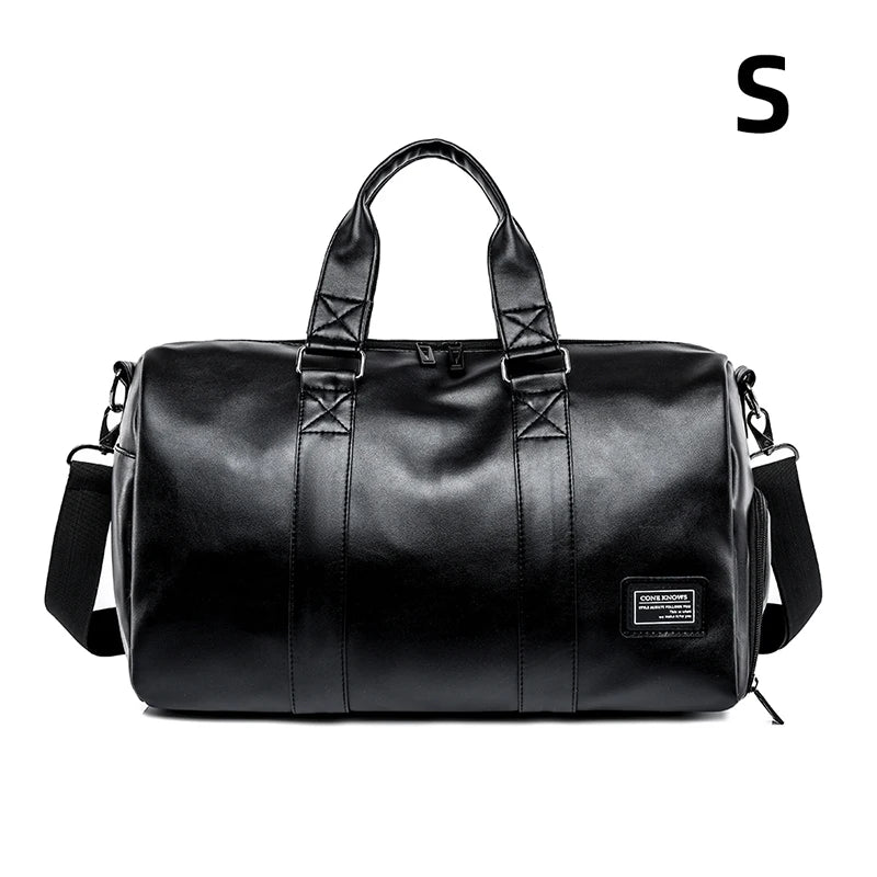 Large Capacity Travel Bag PU Travel Handbag Men Carry on Luggage Duffle Bags Soft Casual Black Big Weekend Bags Travelling Tote